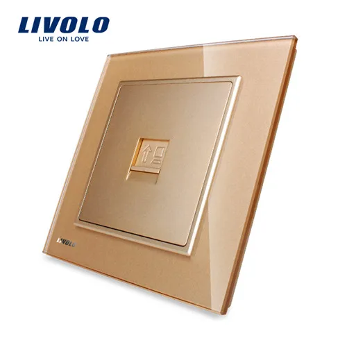 Gold Livolo Британский стандарт стеной Компьютерная/дата/сетевой разъем, рыцарь Черный Защитная пленка из закаленного стекла класса люкс для панель, VL-W291C-11/12/13 - Тип: Gold