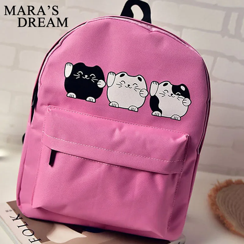Mara's Dream Cat Печать Рюкзак женский парусиновый мультфильм плечевая сумка