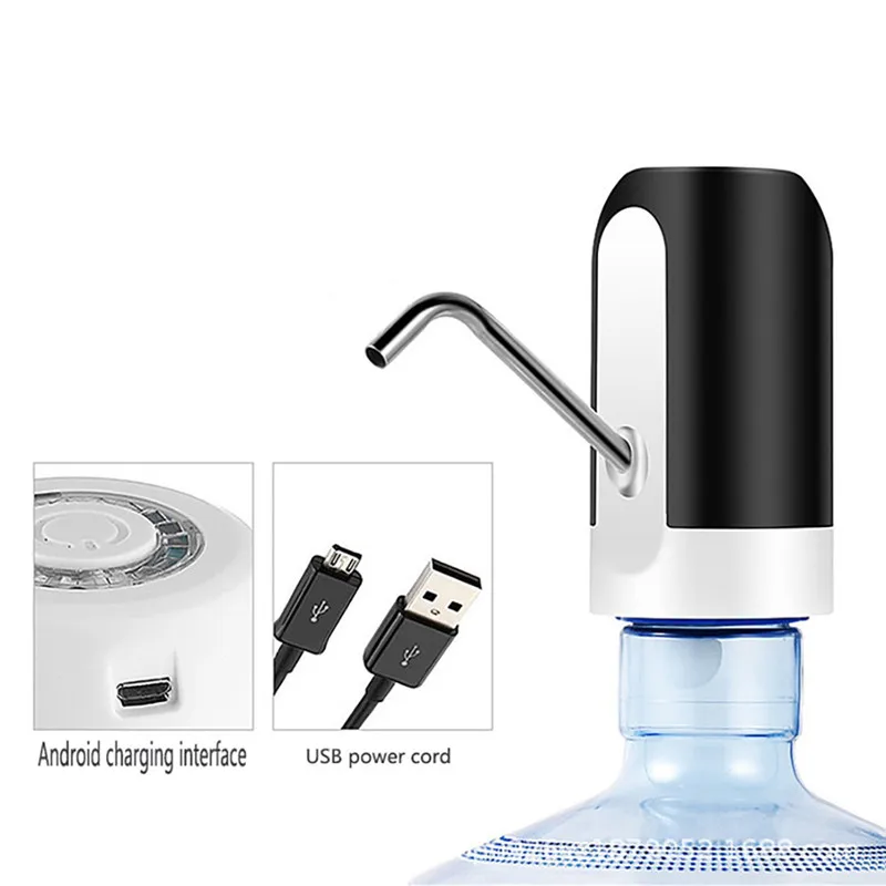 Usb зарядка Электрический насос ведро очиститель воды автоматический диспенсер воды давление воды Электрический водяной насос - Цвет: BK