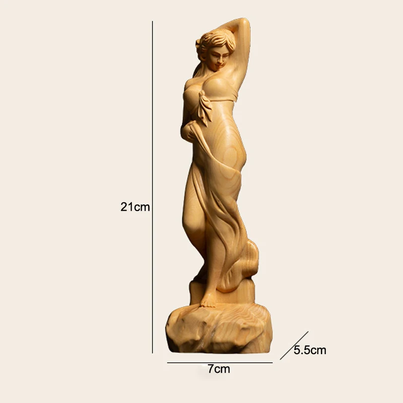 21cm Высокое качество Самшит резьба по дереву украшения для залов Фигурка Статуя Ручное ремесло деревянная скульптура украшения для девочек Подарки - Цвет: 21cm