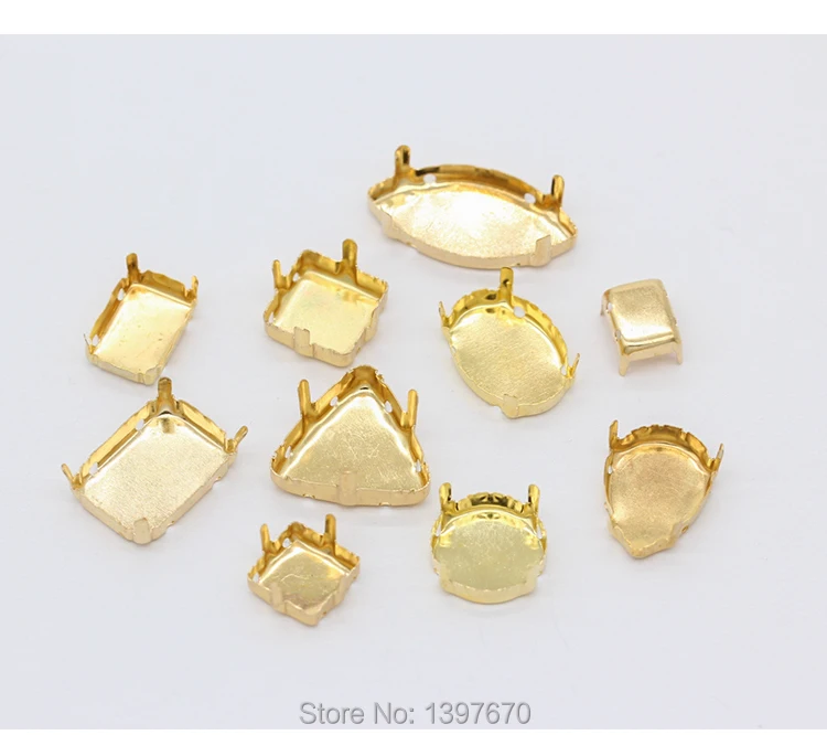 30p All shape&size Empty Base Setting Gold plated Blank Claw For Holder jewels stones Stitch On Sew On Crystal Glass Rhinestones