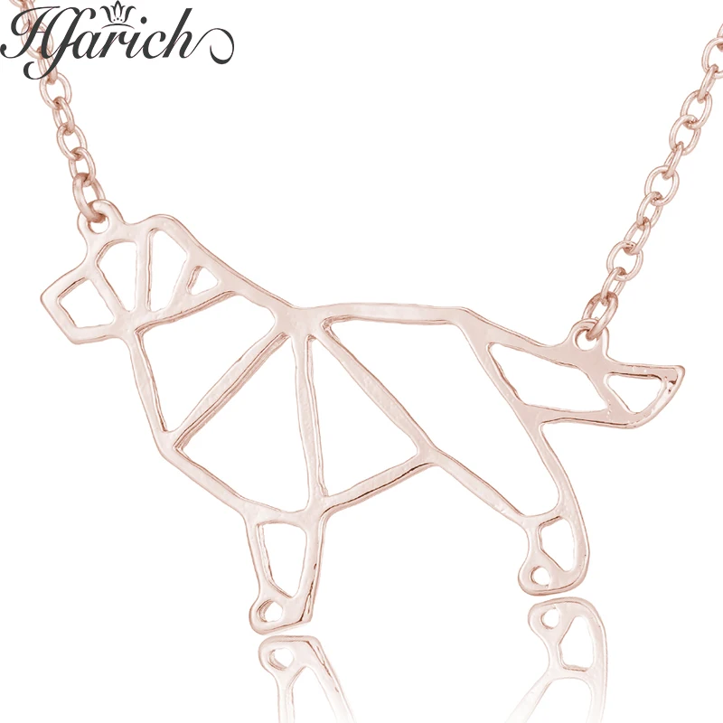 Hfarich золотое ожерелье с бультерьером женское оригами эффектное великолепное