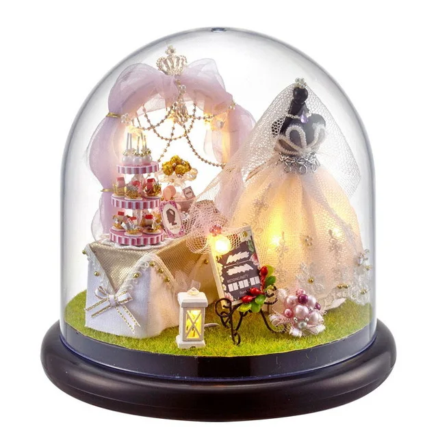 B22 Cutebee DIY миниатюрный дом с мебели светодиодный чехол для пыли с музыкальным покрытием модель строительные блоки игрушки для детей Casa De Boneca B015 - Цвет: B22