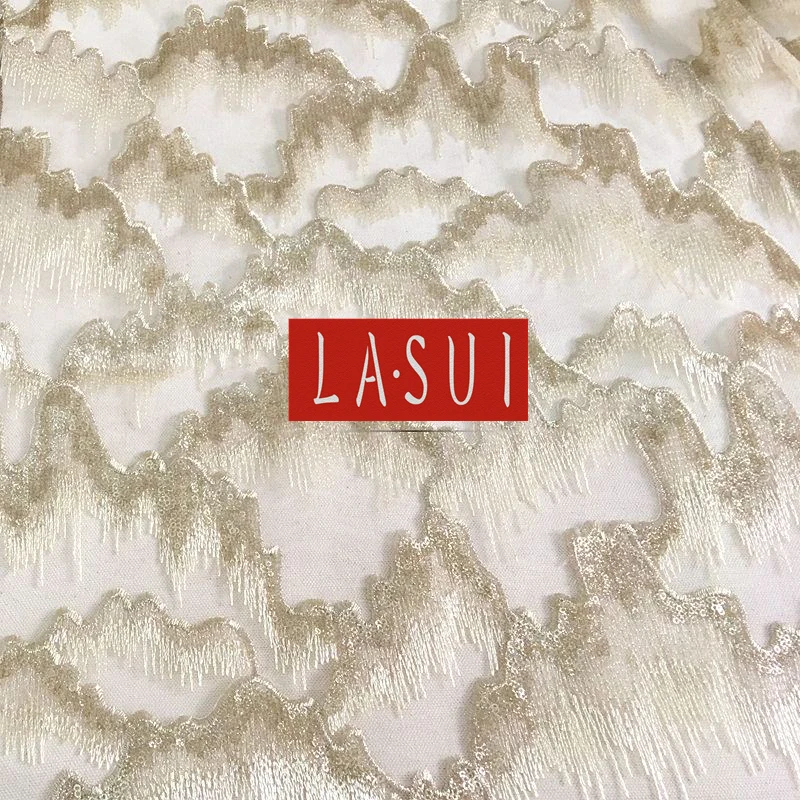 LASUI 2017 Новинка панк металлические блестки золотая нить вышивка кружевная ткань