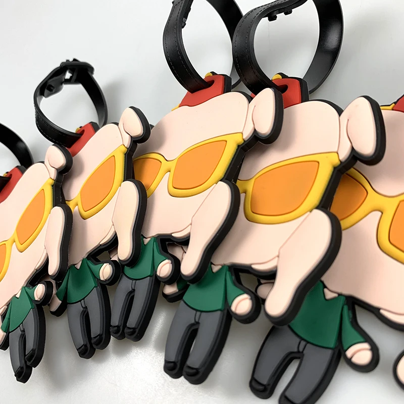 Пользовательский логотип доступны 3D мультфильм мягкий резиновый багаж бирка для