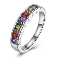 ravishing jewelry silver color ring red green purple semi precious stone gift party wedding rings for women ar2114