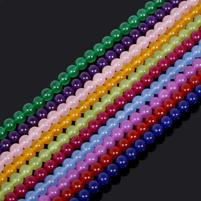 Круглые Бусины Из Натурального Белого Камня цветные 4 6 8 10 12 мм для