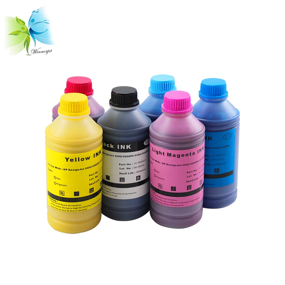 500 мл * 6 видов цветов заправка красителя чернила для hp Designjet 5000 5500 5000pc 5000ps
