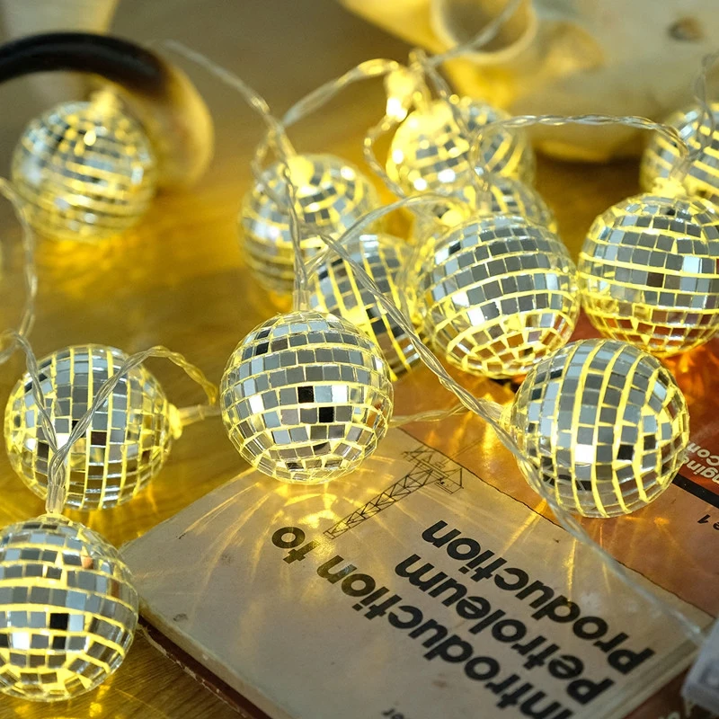 10Led 5cm Fairy Mirror Mosaic Battery Operated String Light 1.5m LED Decoration For Christmas Garland New Year gerlyanda 2018 | Лампы и
