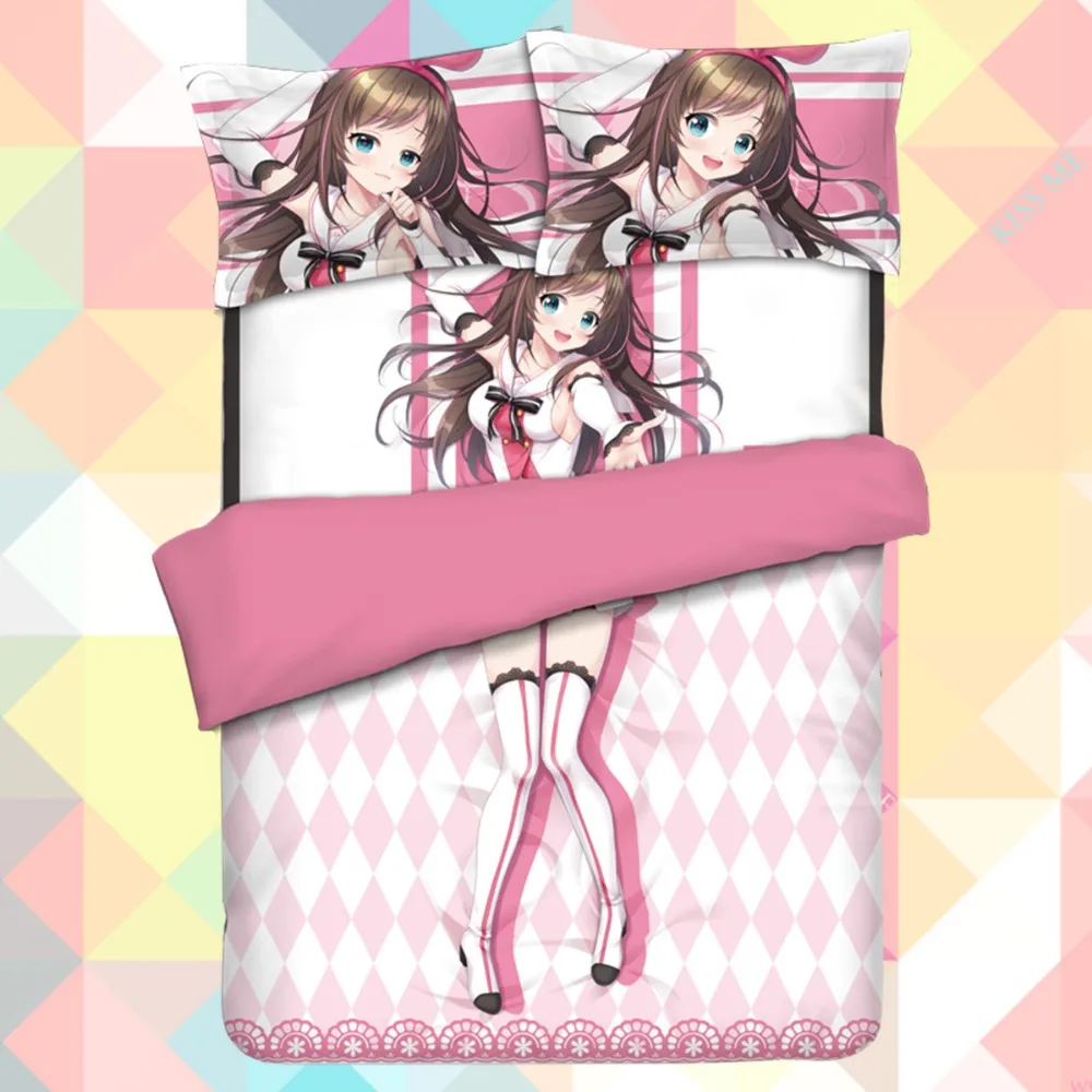 

Комплект постельного белья kizuna ai из мультфильма аниме, комплект мягкого постельного белья с наволочками, простыня, пододеяльник, 4 предмета, № CP170010