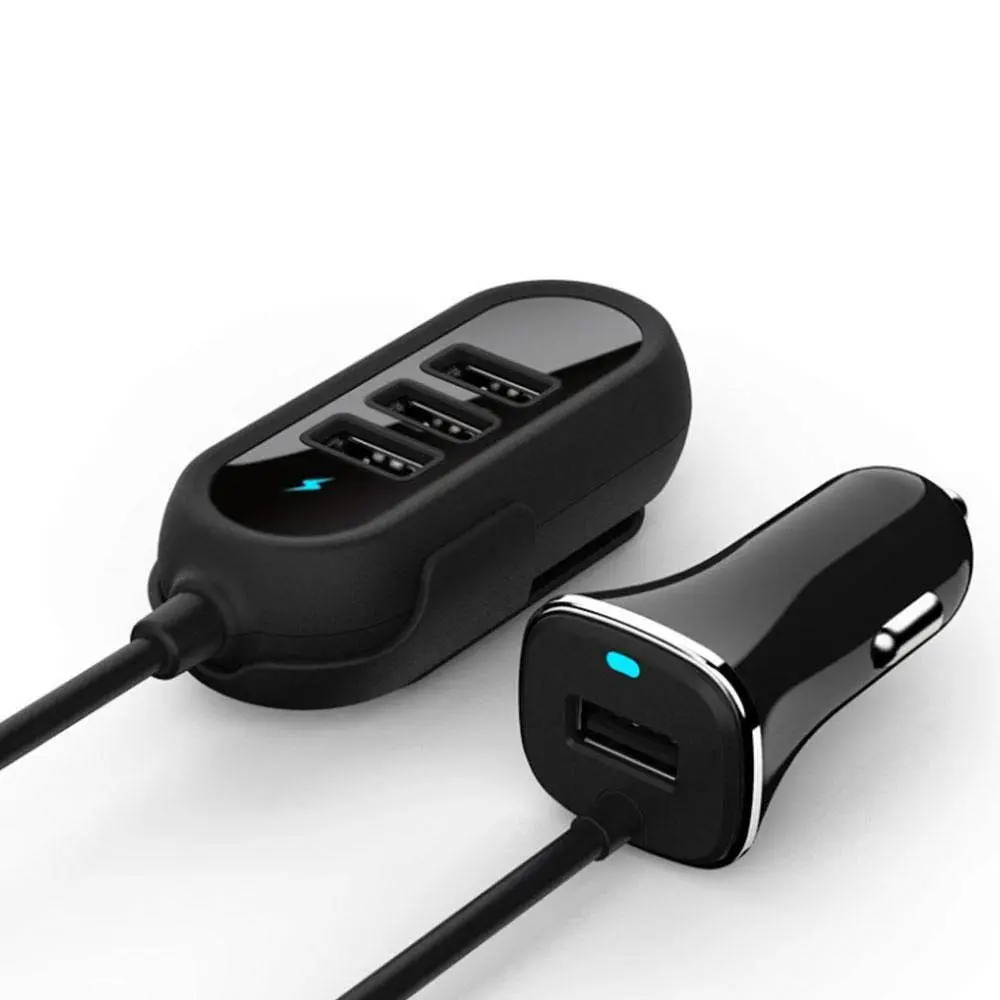 4 порта USB Автомобильное зарядное устройство 5.8A/DC12 24V Быстрый адаптер кабель для