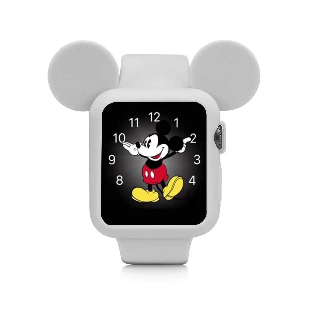 С Микки Маусом силиконовый Защитный чехол для apple watch 4 42/38 мм подходит для iWatch серии, версия 1, 2, 3, ремешок 44/40 мм для женщин/мужчин кварцевые часы
