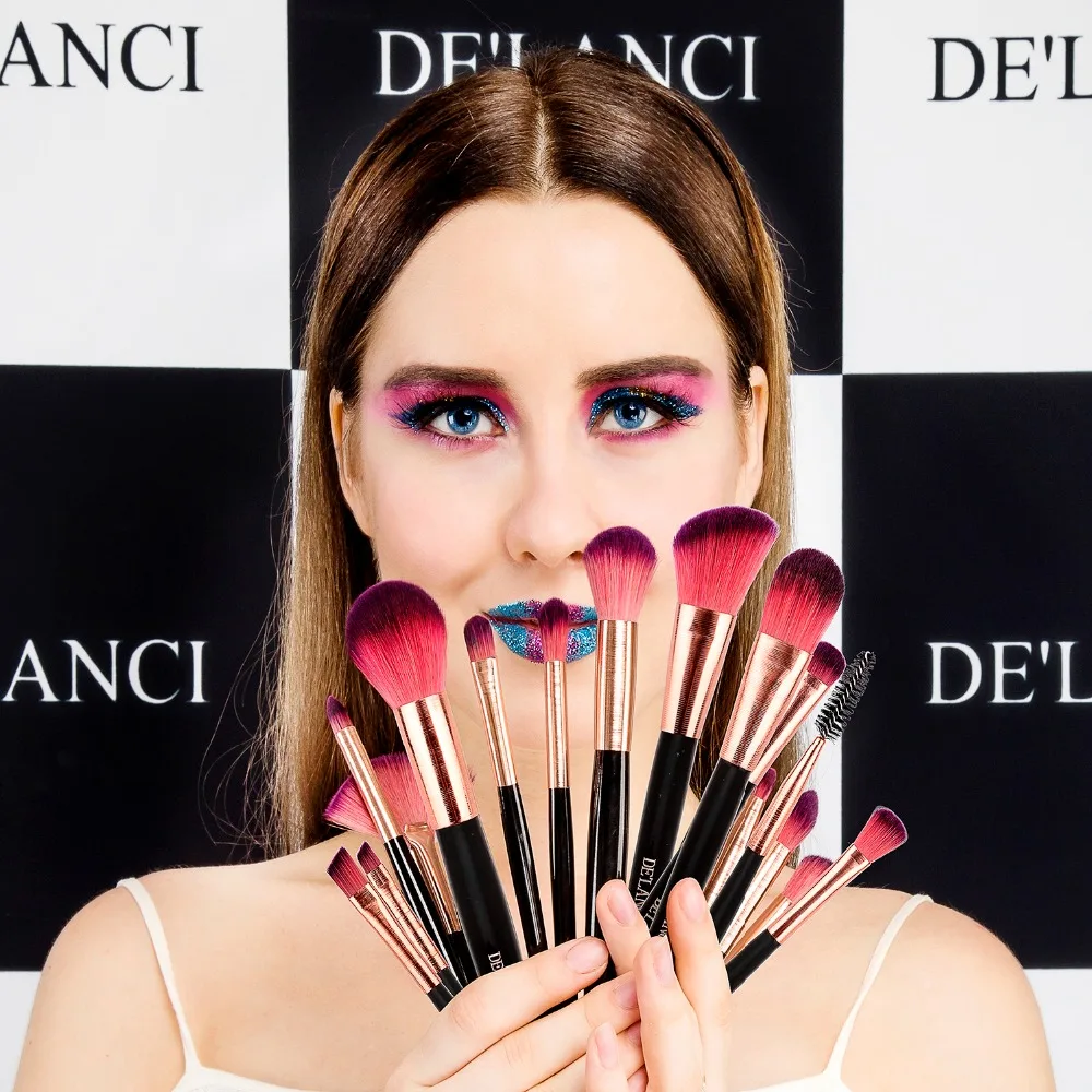 

DE'LANCI Professional Makeup Brushes brushes Make up Brush Tools kit Foundation set Powder Blushes Beauty