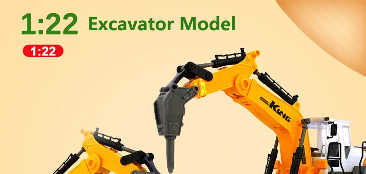 Infant Shining Engineering Cars 1:22 Excavator Model Toys Plastic Construction Vehicle for Children Boys Gift Toy