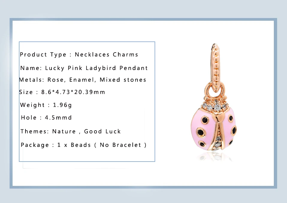 Fandola Fit Berloque талисманы браслет 925 пробы Серебряная роза Lucky розовый Божья коровка цепочки и ожерелья Шарм фирменные бусины серебряные украшения