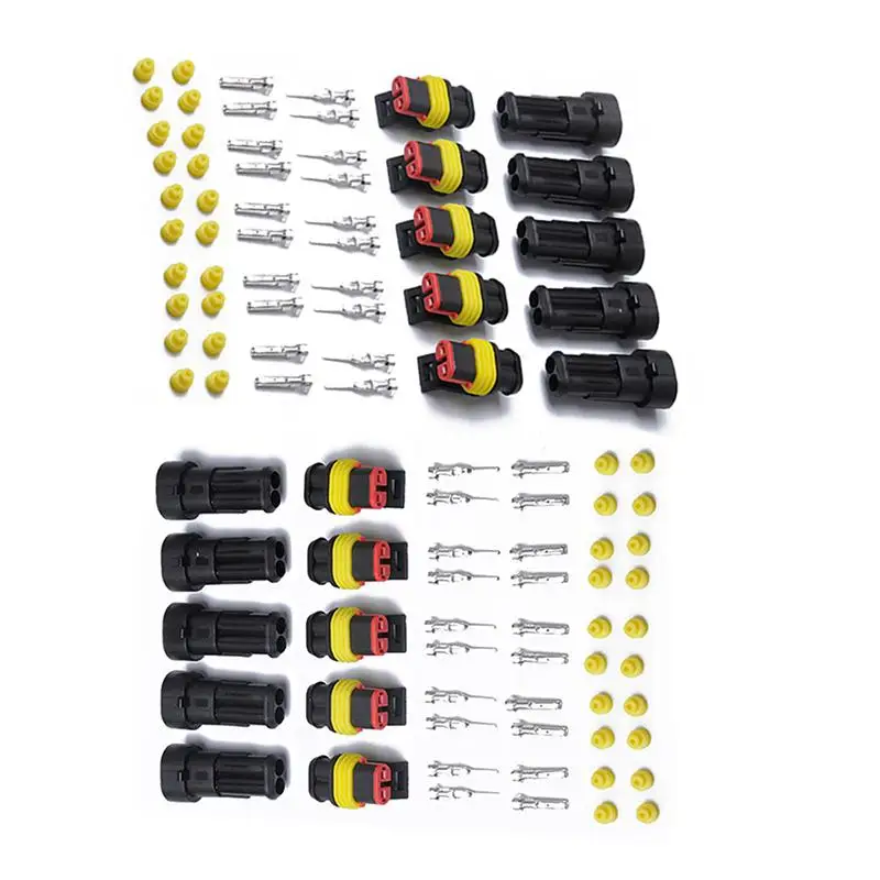 

Wire Connector Plug Set 10 Kit Sets 2 Pin Way Sealed Waterproof Electrical Wire Connector Plug Terminal Set for Cars