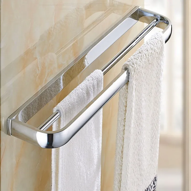 Double Towel Bar Настенный аксессуары для ванной набор хром полированный зубная щетка держатель Держатель для полотенца бар аксессуары для ванной комнаты - Цвет: Double Towel Bar
