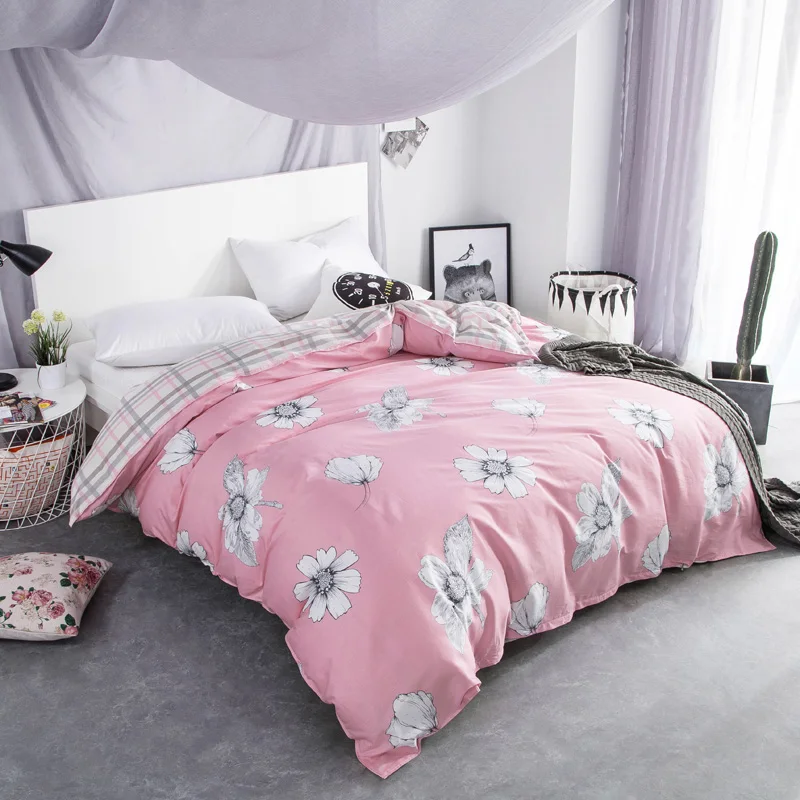 Милый розовый цветочный пододеяльник из 100 хлопка для взрослых детей 1 шт. Удобная