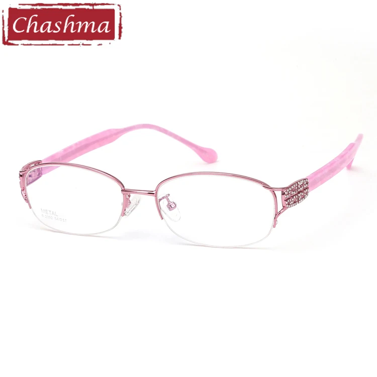 Chashma, модная оправа из чистого титана, Lentes Opticos Gafas, высокое качество, дизайнерская оправа, светильник, очки со стразами для женщин - Цвет оправы: Pink