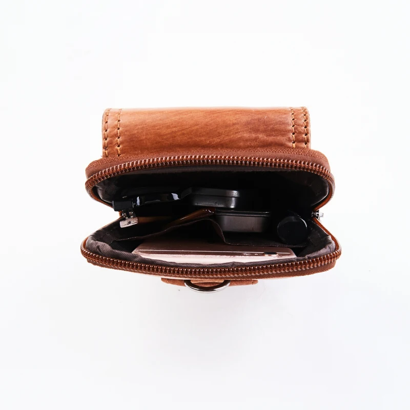 Забавная поясная сумка для мужчин из натуральной кожи деловой кошелек с петлей