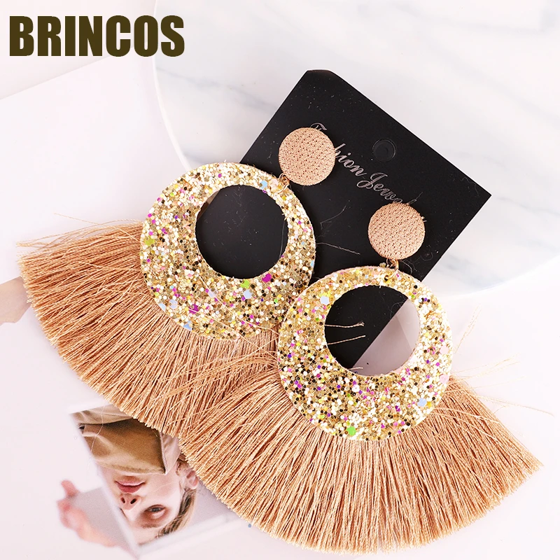 Серьги 2019 ювелирные изделия кисточки эффектные корейские большие длинные