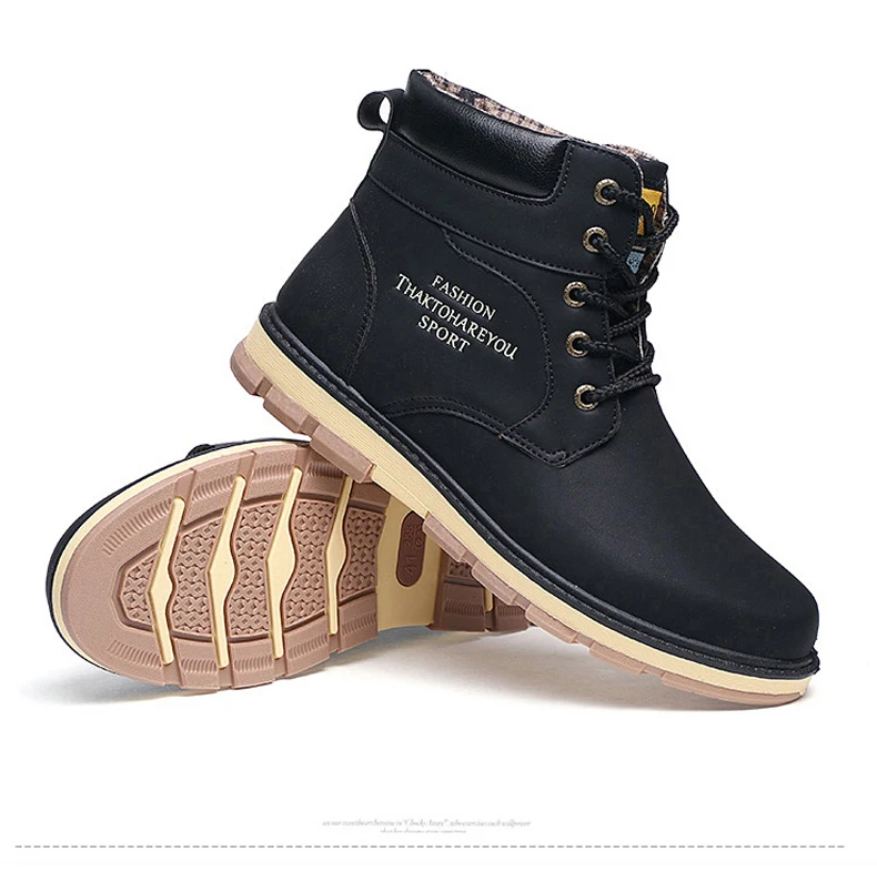 SURGUT Brand Hot Newest Keep Warm Winter Boots Men High Quality Waterproof Casual Shoes Working Fashion pu Leather Snow Boots