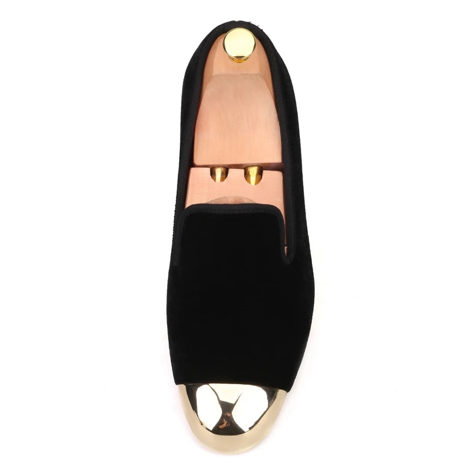 Plus Size Men Shoes New Metal toe Black Velvet smoking slipper male prom and banquet loafers men's flats SIZE US 4-17 | Обувь