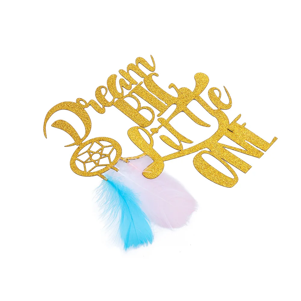 1 шт. украшение для торта Topper Золотая блестящая бумага надпись Dream Big Little One дня