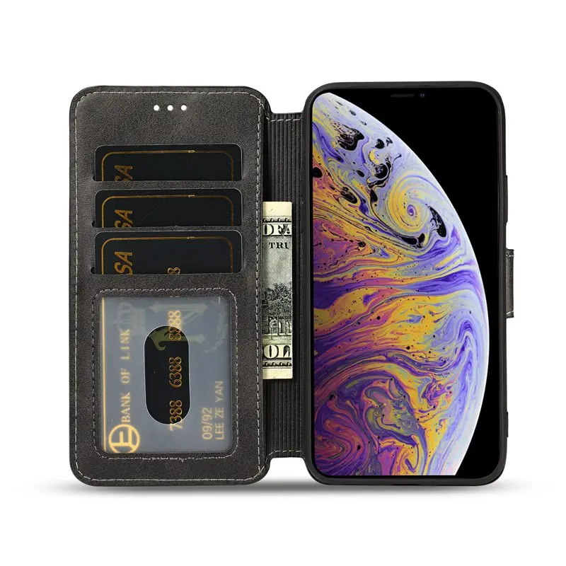 Классический кожаный флип кейс KISSCASE для iphone X XR XS MAX 7 8 6 6S Plus чехлы карт 5 5S SE бизнес