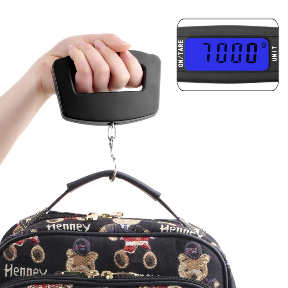 Новое поступление 50 кг/10 г ЖК-дисплей Экран цифровой электронный Портативный висит Вес широкий ручные пружинные Весы с синим Подсветка дропшиппинг