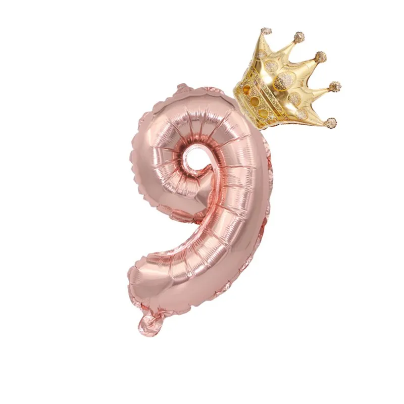 Rose Gold Foil Balloons Air Wedding Ballon Helium Balloon Happy Birthday Party Decoration Kids Crown Balls Number Baby Shower