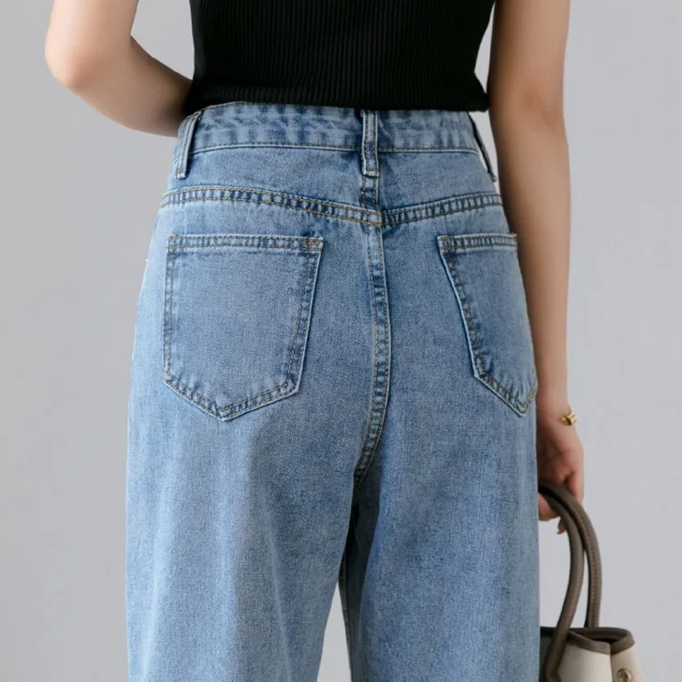LIBERJOG High Waist Women Jeans Harem Pants Loose Autumn New Ankle-length Denim Trousers Thin Straight Women Pencil Pants