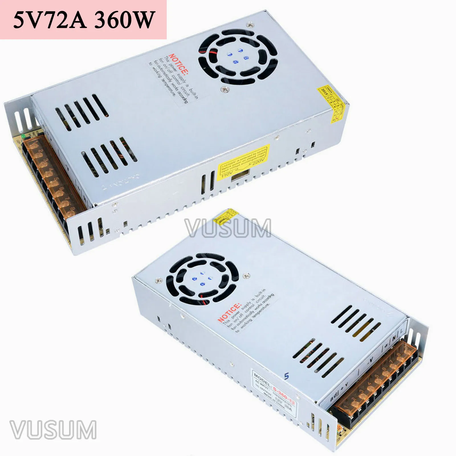VUSUM DC 5 V импульсный источник питания 2A 6A 10A 20A 60A 72A источник питания импульсный источник питания AC 110 V 220 V к DC 5 V для светодиодных ленточных ламп