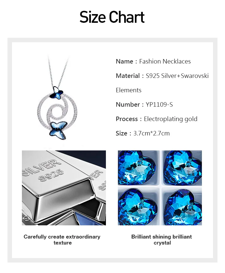 CDE 925 пробы Серебряное ожерелье украшено кристаллами от Swarovski ожерелье с подвеской в виде бабочки женское украшение для воротника