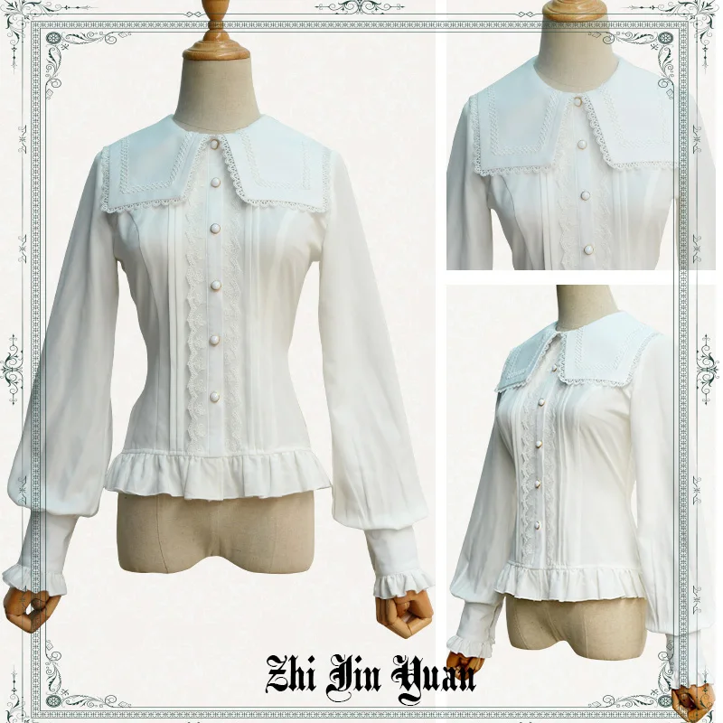 Красивая женская блузка в стиле &quotЛолита&quot с квадратным воротником и длинными