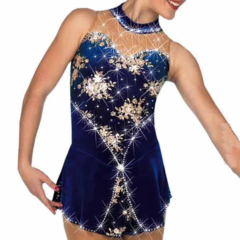 

RUBU Customization Performance Wear Custom Desing Blue Figure Skating Dresses For Competition Ice Skating Clothing Custom