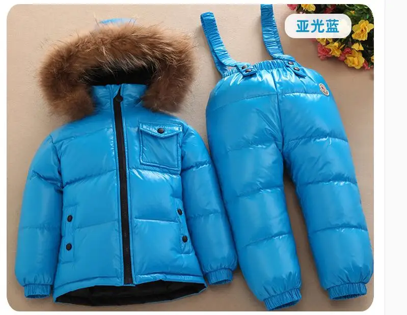 sky blue Г. Детская одежда для русской зимы, комплект одежды для девочек, новогодняя парка для мальчиков, куртки, пальто пуховая зимняя одежда - Цвет: sky blue