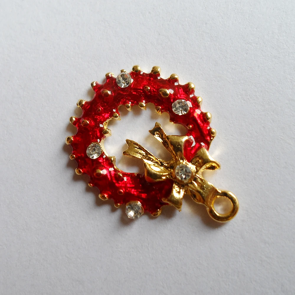 2020 милый стиль Рождественский венок детали из цинкового сплава кулон компоненты