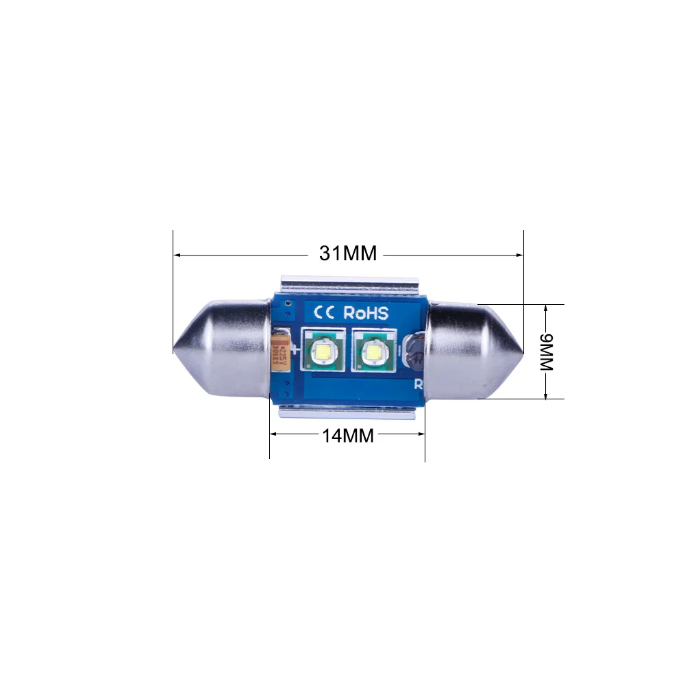 TC-X 2 шт/1пара t10 w5w светодиодные лампы в габариты в подсветку салона Т10 w5w led 12В свет чистый белый - Испускаемый цвет: Festoon 31MM 2leds