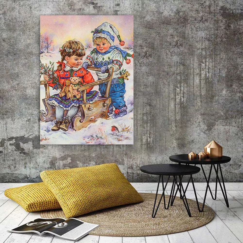 HUACAN Diamond Mosaic Child Picture Of Rhinestone Diamond Embroidery Portrait 5d Diamond Painting Full Square/Round Decor Home