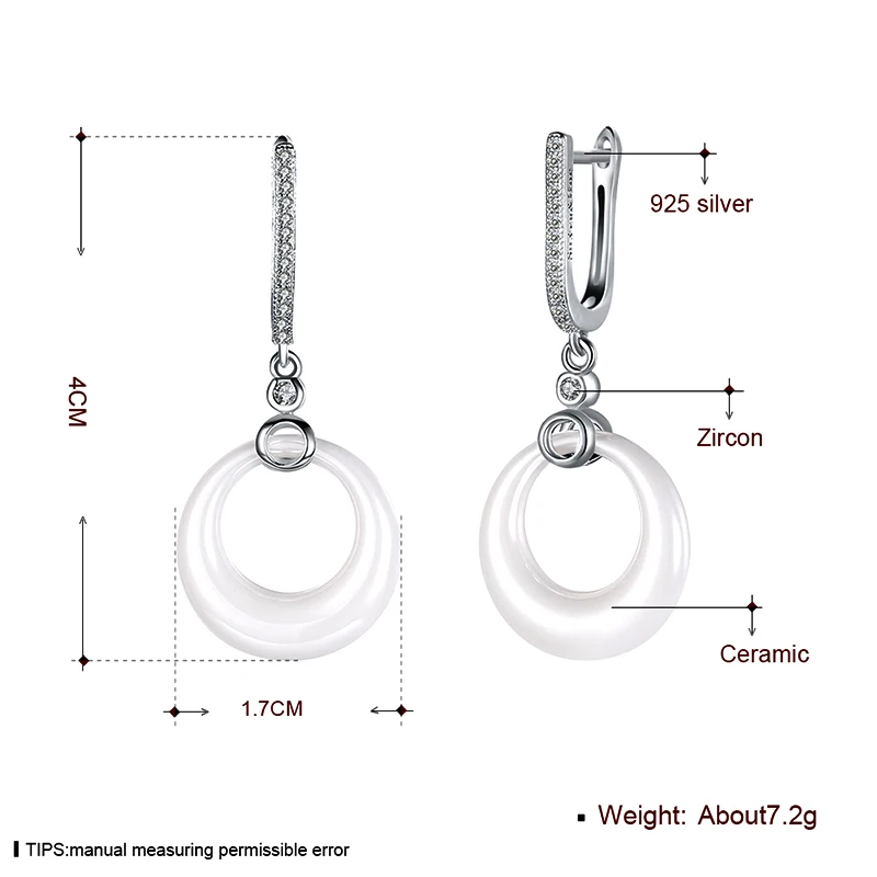 Женские серьги с керамическим цирконием белые/черные свадебные в виде кластеров