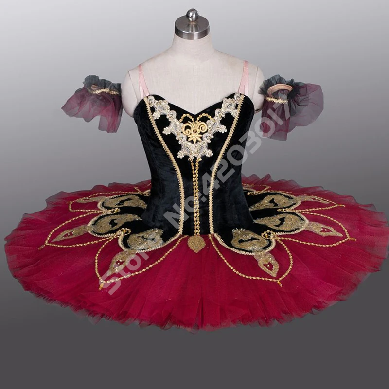 

Танцевальные костюмы B1130B для взрослых женщин, профессиональные красные балетные пачки с золотой вышивкой, балетная одежда для выступлений