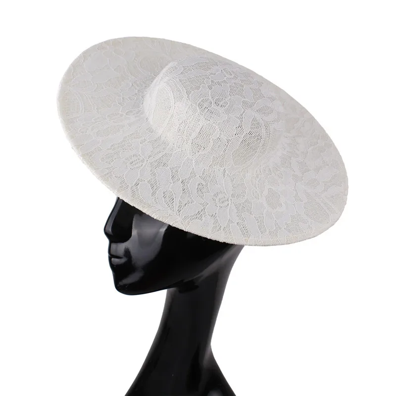 Новое поступление 30 см красный большой размер millinery имитация Sinamay вуалетки база с кружевом вечерние аксессуары для волос DIY Коктейльные шапки - Цвет: Бежевый