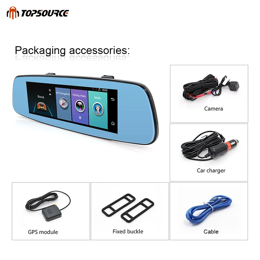 Автомобильный видеорегистратор TOPSOURCE A880 HD 1080 4G ADAS 7 86 дюйма Android Bluetooth вызов
