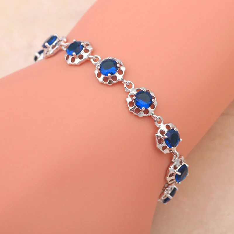 Простой Круглый Дизайн Ювелирные изделия AAA циркон темно-синий кристалл