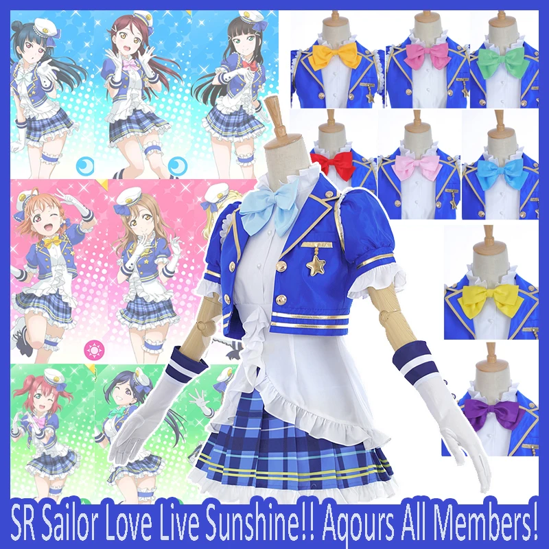 

[Stock] Anime Lovelive!Sunshine!! Aqours SR Sailor Awaken Dress Uniform All Members Cosplay Costume Halloween Suit For Women Out