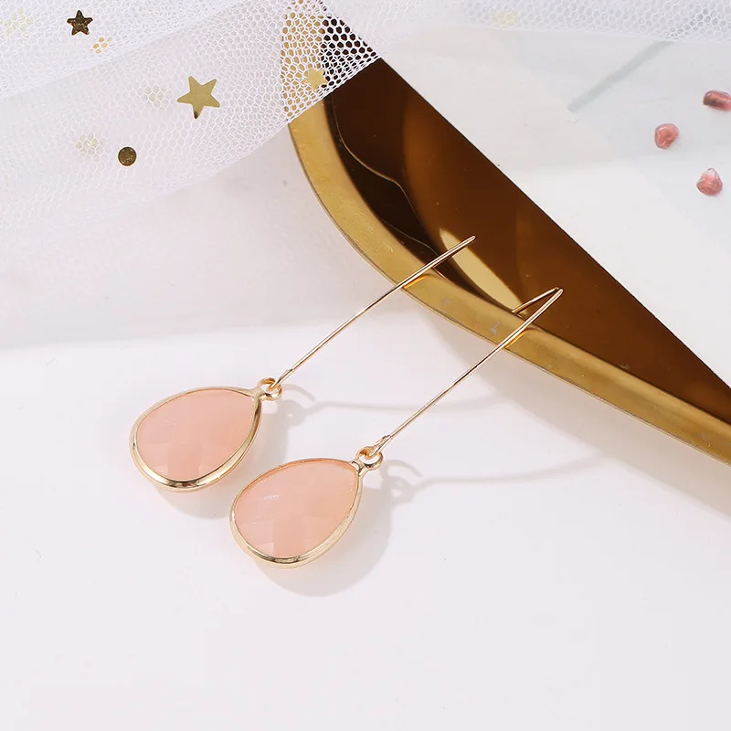 MOONROCY Rose Gold Color Crystal Opal Earrings Drop Cute Women's Long Pink Blue Green Jewelry Gift Wholesale Dropshipping | Украшения и