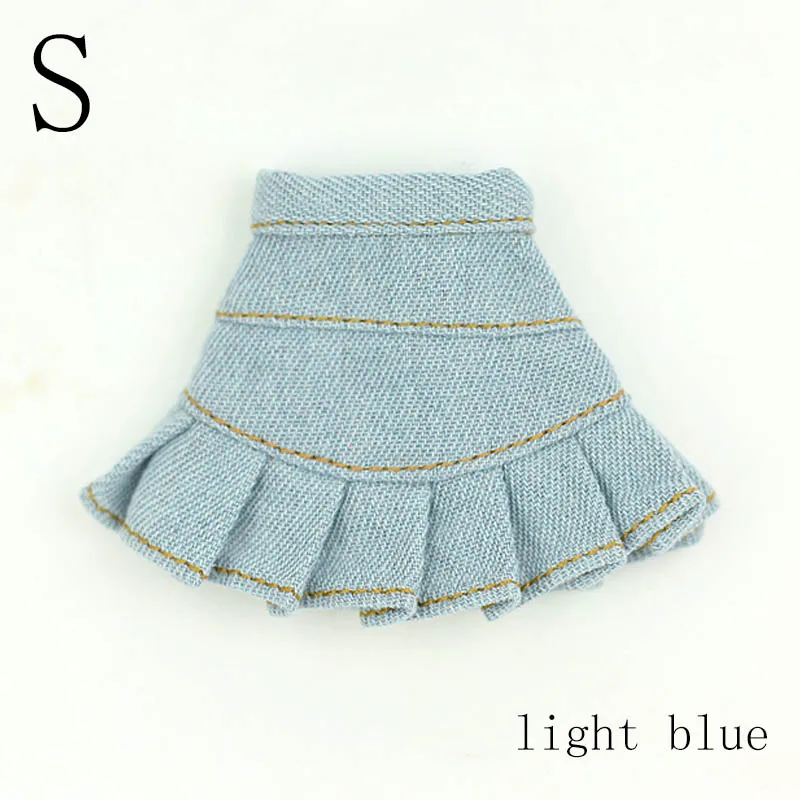 light blue Повседневная одежда, одежда для Blythe Doll, футболка, топ, джинсовые шорты, синяя трапециевидная юбка для Blyth кукла licca, одежда 1/6, аксессуары для кукол - Цвет: light blue