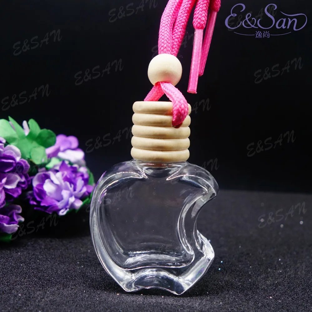 FM1020-15ML Cute Apple Transparent Perfume Glass Bottle Boutique Car Hanging Cosmetic Bottle 100pcs/lot