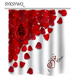 Занавеска для душа с красными розами, занавеска для ванной комнаты на День святого Валентина, для влюбленных